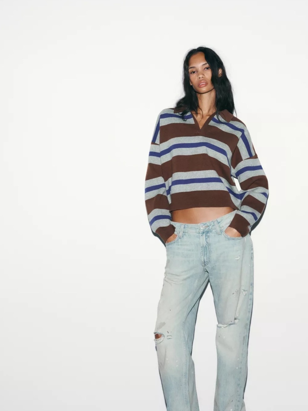 Zara Striped Polo Sweater